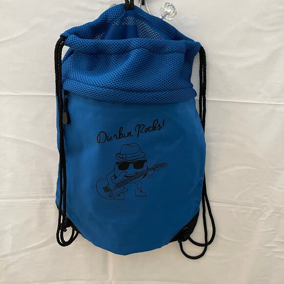 Durbin Rocks Blue Cool Sunglass Guy Blue Drawstring Bag tote - Picture 3 of 3